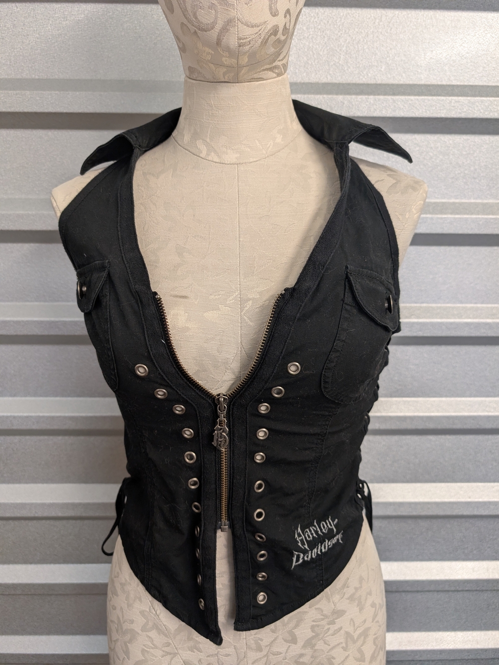Harley-Davidson Women's Black Zip Front Vest Xs